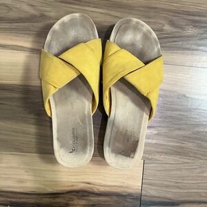 Koolaburra by Ugg Carenza Twist Slide‎ Sandals Womens Size 7.5 Yellow Nubuck
